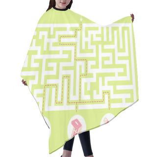 Personality  Labyrinth Shape Design Element With Beauty Items On Exits Hair Cutting Cape