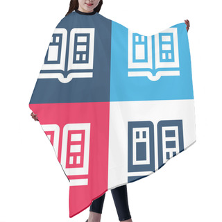 Personality  Book Blue And Red Four Color Minimal Icon Set Hair Cutting Cape
