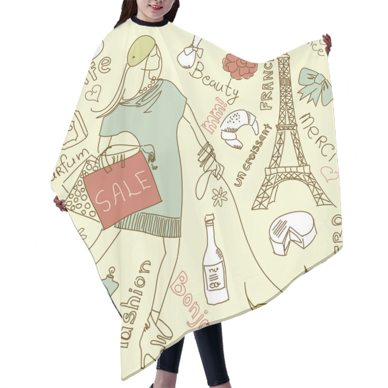 Personality  Shopping In Paris Doodles Hair Cutting Cape