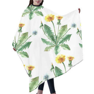 Personality  Watercolor Dandelion Herbs. Seamless Pattern Hair Cutting Cape
