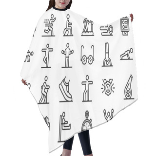 Personality  Workout Seniors Icons Set, Outline Style Hair Cutting Cape