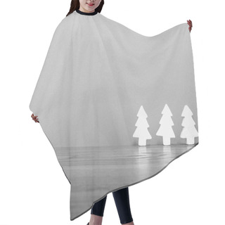 Personality  Black And White Monochrome Fir, Pine, Spruce, Or Larch Trees, Isolated On White And Gray Background Hair Cutting Cape