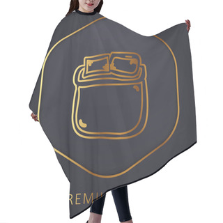 Personality  Bed Of Double Size Hand Draw Golden Line Premium Logo Or Icon Hair Cutting Cape