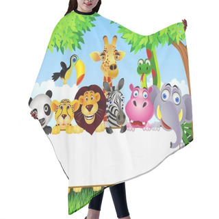 Personality  Animal Cartoon And Blank Signboard Hair Cutting Cape