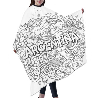 Personality  Argentina Hand Drawn Cartoon Doodles Illustration. Funny Design. Hair Cutting Cape