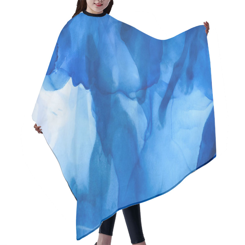 Personality  Blue Splashes Of Alcohol Ink As Abstract Background Hair Cutting Cape