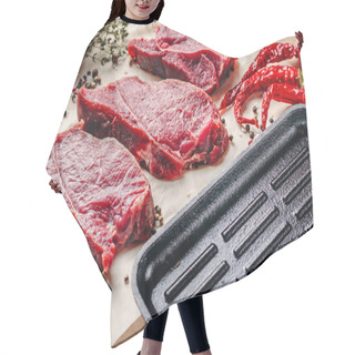 Personality  Cut Pieces Of Beef Meat And Frying Pan Hair Cutting Cape