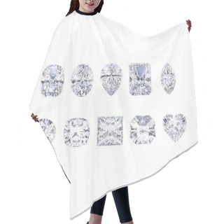 Personality  3D Illustration Isolates Ten Different White Gemstones Diamonds Hair Cutting Cape