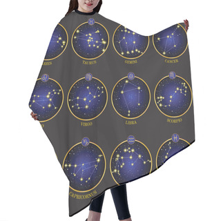Personality  Zodiac Symbols With XII Constellations Hair Cutting Cape