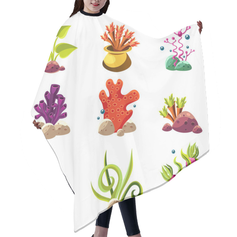 Personality  Cartoon Underwater Plants And Creatures Hair Cutting Cape