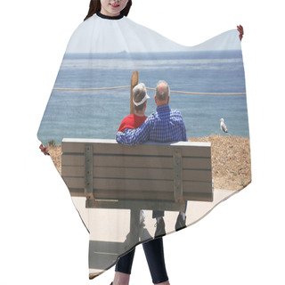 Personality  Elderly Couple At Sea With Seagull Hair Cutting Cape