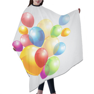 Personality  Background With Colorful Balloons. Hair Cutting Cape