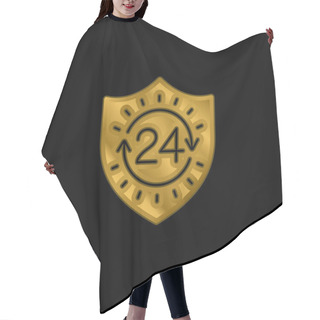 Personality  24 Hours Gold Plated Metalic Icon Or Logo Vector Hair Cutting Cape
