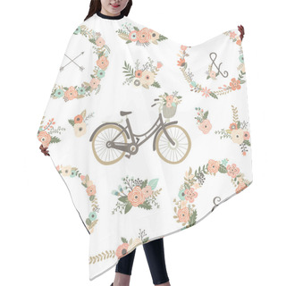Personality  Vintage Flower Bicycles Hair Cutting Cape