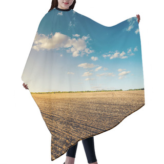 Personality  Black Field After Harvesting And Blue Cloudy Sky Hair Cutting Cape