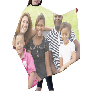 Personality  Family With Downs Syndrome Son Hair Cutting Cape