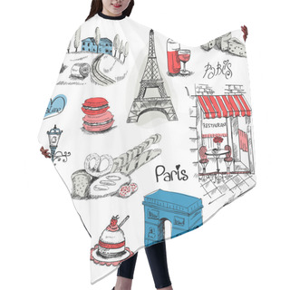 Personality  Paris Illustration Set - For Design And Scrapbook - In Vector Hair Cutting Cape