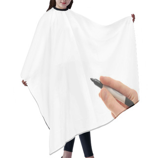 Personality  White Caucasian Hand Holding A Black Marker Isolated On Pure White Background Copyspace With Room For Your Text, Image, Or Design Hair Cutting Cape