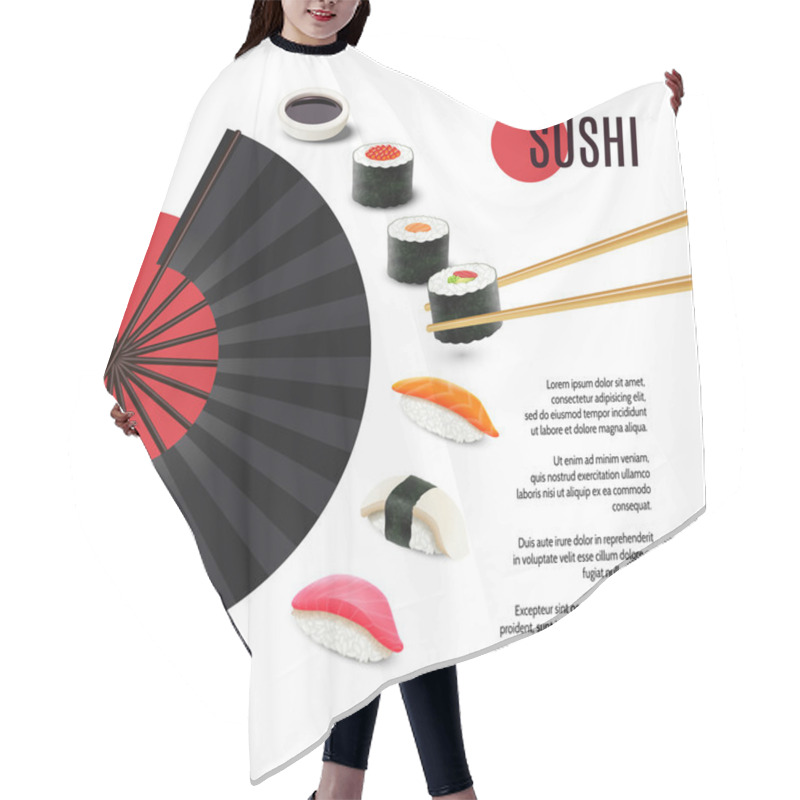 Personality  Sushi Poster With Folding Fan hair cutting cape
