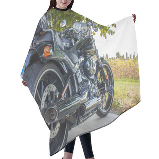 Personality  Chopper Motorcycle Parked  Hair Cutting Cape