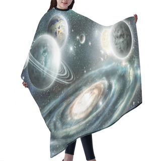 Personality  Solar System And Spiral Galaxy Hair Cutting Cape