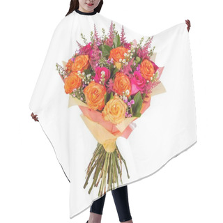 Personality  Bouquet Of Flowers Top View On White Background Hair Cutting Cape