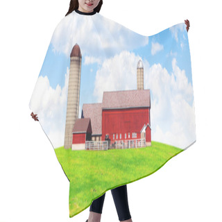 Personality  American Countryside Red Farm With Blue Sky Hair Cutting Cape