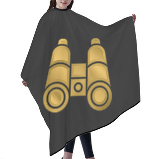 Personality  Binocular Gold Plated Metalic Icon Or Logo Vector Hair Cutting Cape