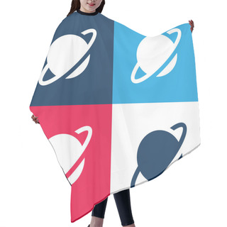 Personality  Asteroid Blue And Red Four Color Minimal Icon Set Hair Cutting Cape
