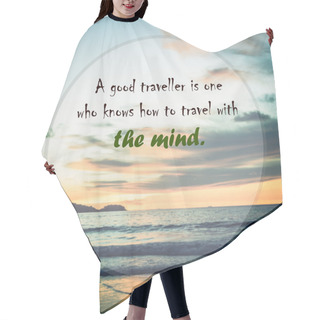 Personality  Meaningful Quote On Blurred Seascape Background Hair Cutting Cape