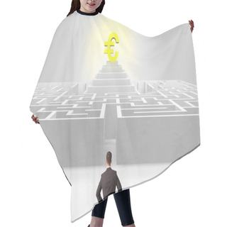 Personality  Man Standing Outside Of A Maze With Profit Concept On The Middle Hair Cutting Cape