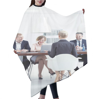Personality  Recruitment Interview In Corporation Hair Cutting Cape