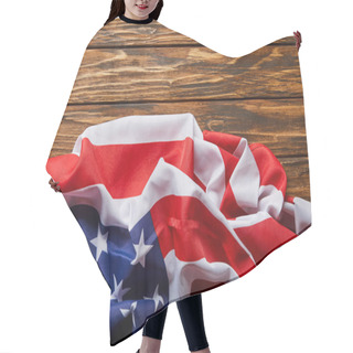 Personality  Top View Of American Flag On Wooden Surface With Copy Space Hair Cutting Cape
