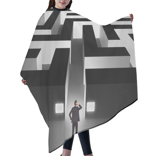 Personality  Businessman In Front Of A Huge Maze Hair Cutting Cape