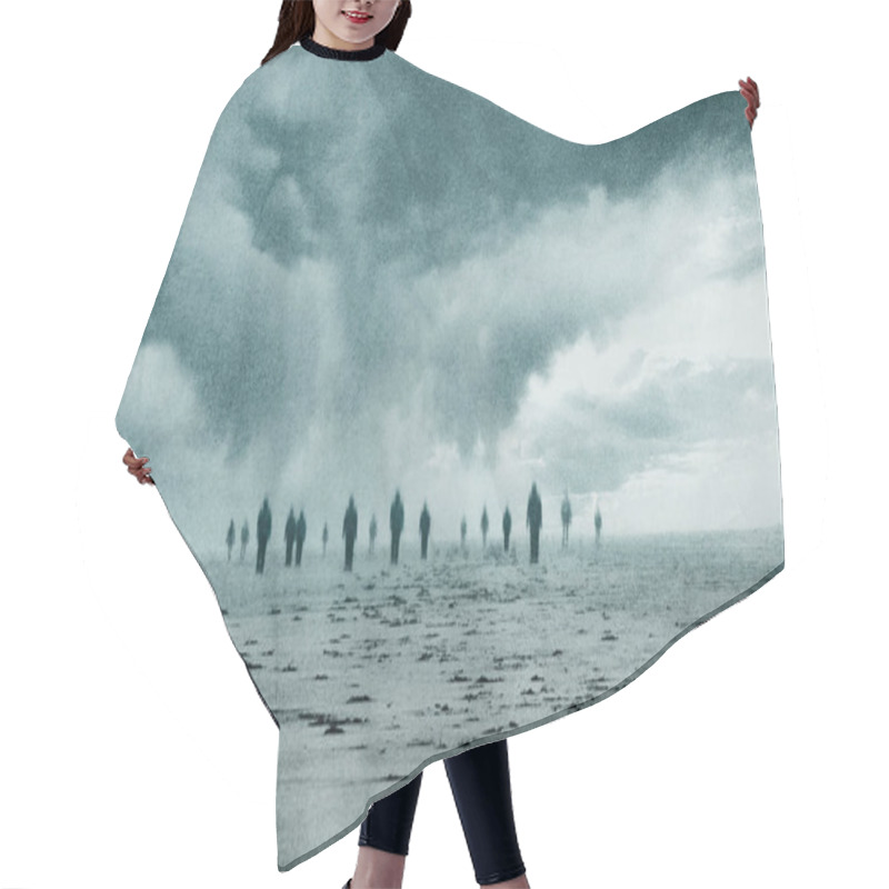 Personality  A Supernatural Concept. A Group Of Blurred Lost Souls Walking Along A Beach On A Moody Day. With An Abstract, Grunge Edit. Hair Cutting Cape