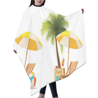 Personality  Vector Travel And Summer Beach Vacation Relax Icon Hair Cutting Cape