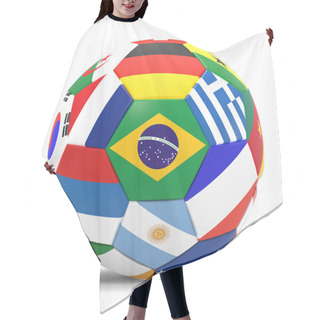 Personality  3D Render Of Football With Flags Hair Cutting Cape