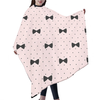 Personality  Seamless Bow Pattern On Polka Dots Background. Cute Fashion Illustration. Hair Cutting Cape