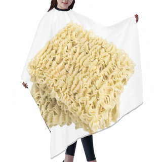 Personality  Instant Noodles Or Ramen Isolated On White Background. Hair Cutting Cape