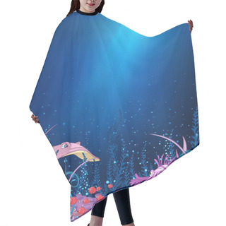Personality  Cartoon Background Of Underwater Life. Hair Cutting Cape