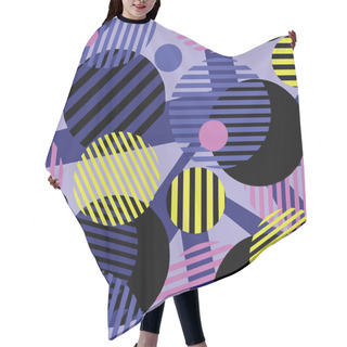 Personality  Seamless Dotted Circles Colorful Pattern, Stripped Round Shapes.Bright Dynamic Geometric Motif, Graffiti Style Of Modern Print. Hair Cutting Cape
