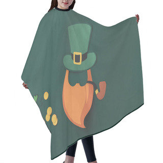 Personality  Top View Of Paper Decoration Of Leprechaun With Smoking Pipe For St Patricks Day Isolated On Green Hair Cutting Cape