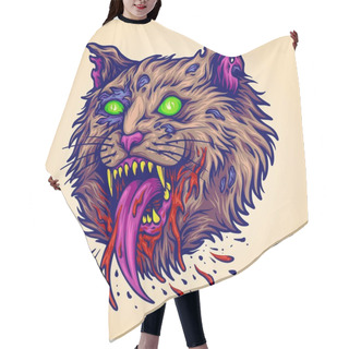 Personality  Scary Cat Head Face Monster Illustration Vector Illustrations For Your Work Logo, Merchandise T-shirt, Stickers And Label Designs, Poster, Greeting Cards Advertising Business Company Or Brands Hair Cutting Cape