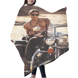 Personality  Handsome  Man On A Motorcycle Hair Cutting Cape