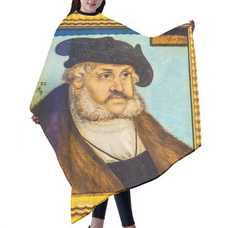 Personality  Wittenberg, Germany - March 18, 2018 Frederick The Wise Potrait 1500s Painting Cranach Elder Martin Luther House Lutherstadt Wittenberg Germany Hair Cutting Cape