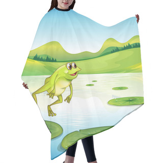 Personality  A Pond With A Frog Jumping Hair Cutting Cape