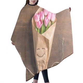 Personality  Pink Tulips Bouquet Hair Cutting Cape