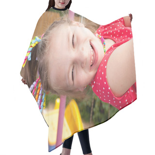 Personality  Frisky Girl Plays On The Playground Hair Cutting Cape