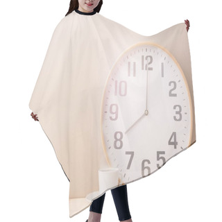 Personality  Steaming Coffee Cup And Clock Hair Cutting Cape