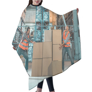 Personality  Warehouse Workers Moving Boxes Hair Cutting Cape